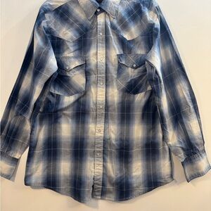 LG Blue and White Checkered Shirt
